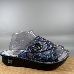 Alegria Kylie Slide Sandals Womens 40 US 9.5-10 Blue Leather Comfort Platform